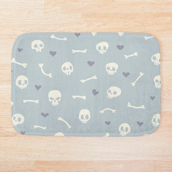 Item preview, Cartoon Skulls with Hearts on Light Blue Background Seamless Pattern  designed and sold by Voysla.