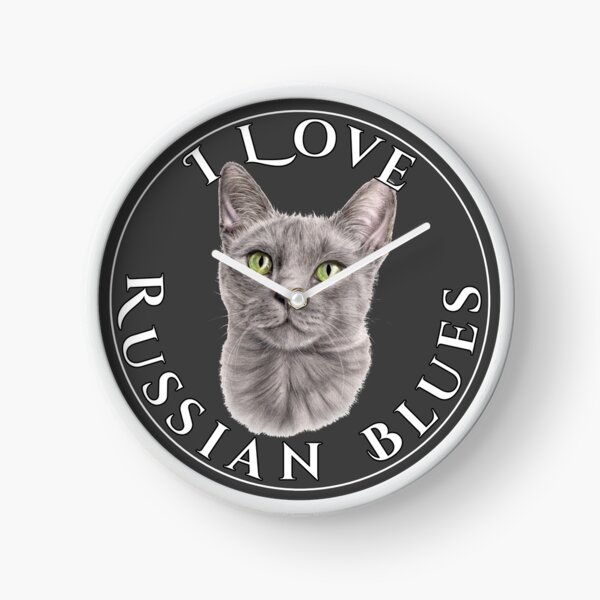 I Love Russian Blue Cats Clock