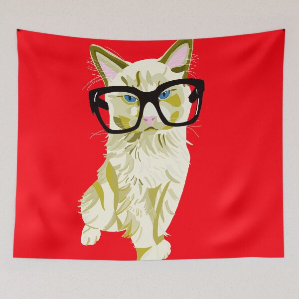 Item preview, Red Ribbons Hipster Ragdoll Cat designed and sold by SilverSquirrels.