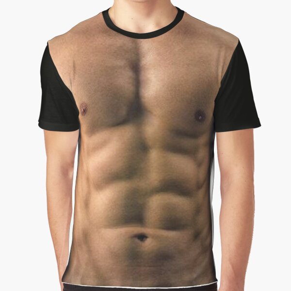 Ripped T-Shirt Chest Six Pack Abs Muscles Men's T-Shirt