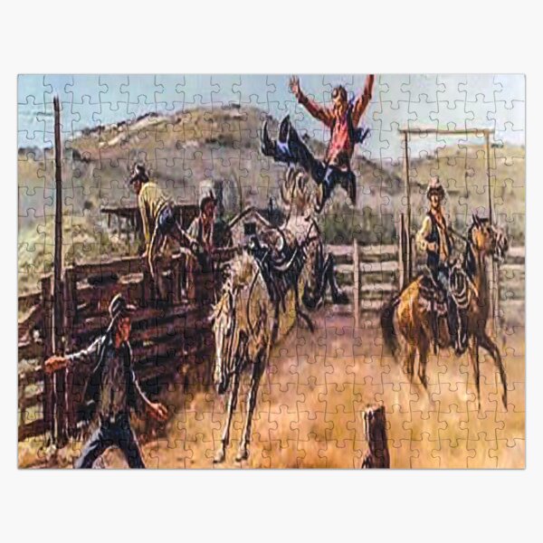 FLINK Cowboys In Western Town 1000 Piece Jigsaw Puzzle - Wild West Theme Puzzle