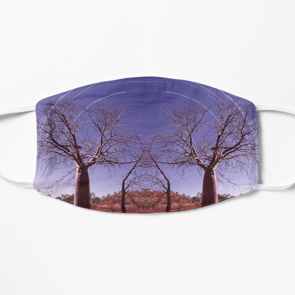 Boab tree and star trails Flat Mask