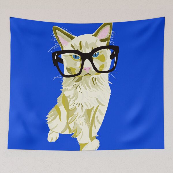 Item preview, Blue Ribbons Hipster Ragdoll Cat designed and sold by SilverSquirrels.