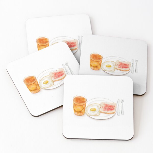 Item preview, Watercolor Illustration of Western Breakfast - Fried Egg Toast Served with Lemon Red Tea designed and sold by iswenyi.