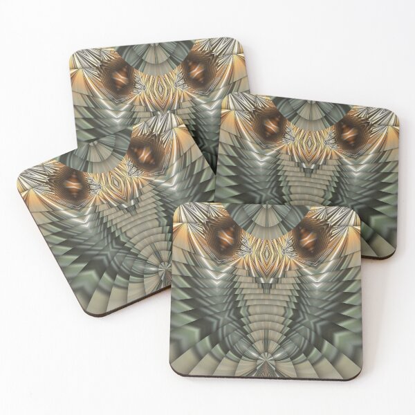 Item preview, futuristic geometric repeating shapes designs and patterns metallic copper and silver colored  designed and sold by mister-john.