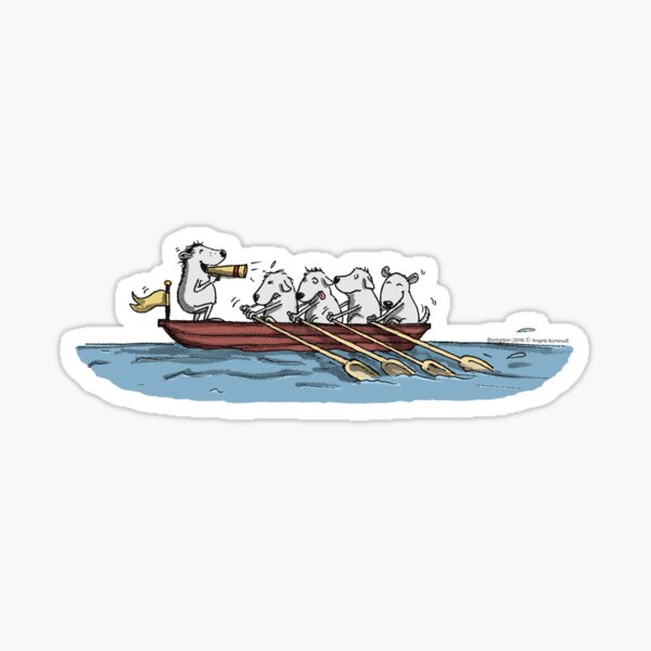 Ruderboot mit Hunden Sticker