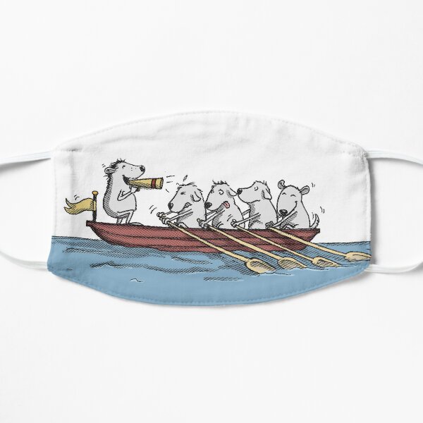 Ruderboot mit Hunden Flache Maske