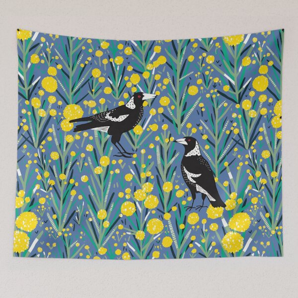 Item preview, Australian Magpie in wattle garden designed and sold by Cyapdesigns.