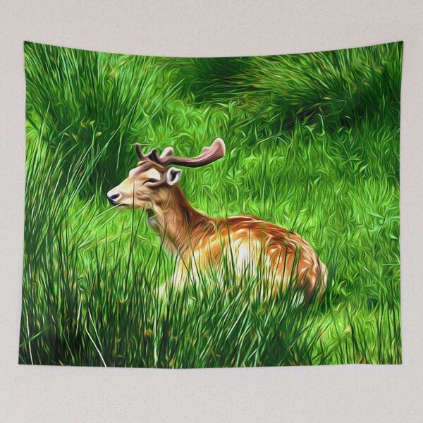 Item preview, Fallow deer in the grass designed and sold by Sabine Straka.
