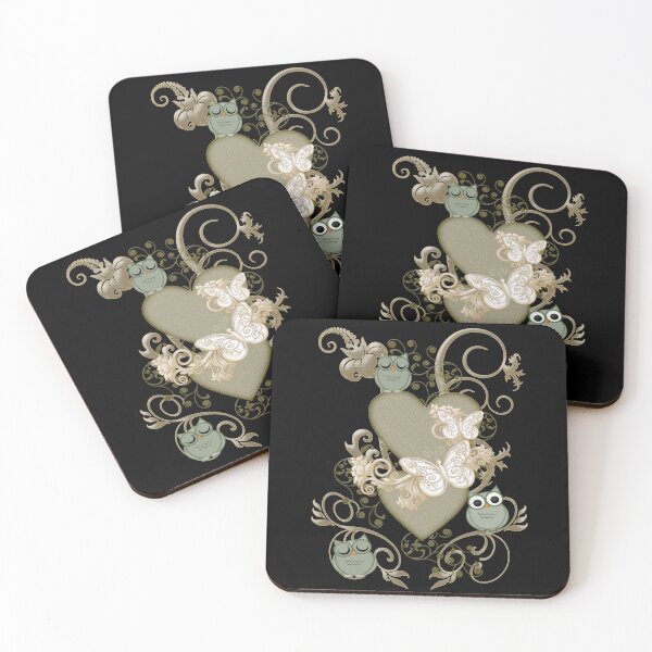 Item preview, Owls, Butterflies and Hearts, fantasy design designed and sold by LoneAngel.