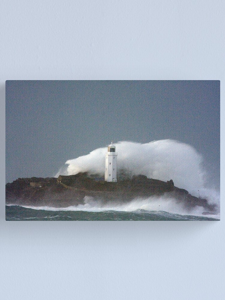 "Godrevy Lighthouse In The Storm, Cornwall" Canvas Print for Sale by