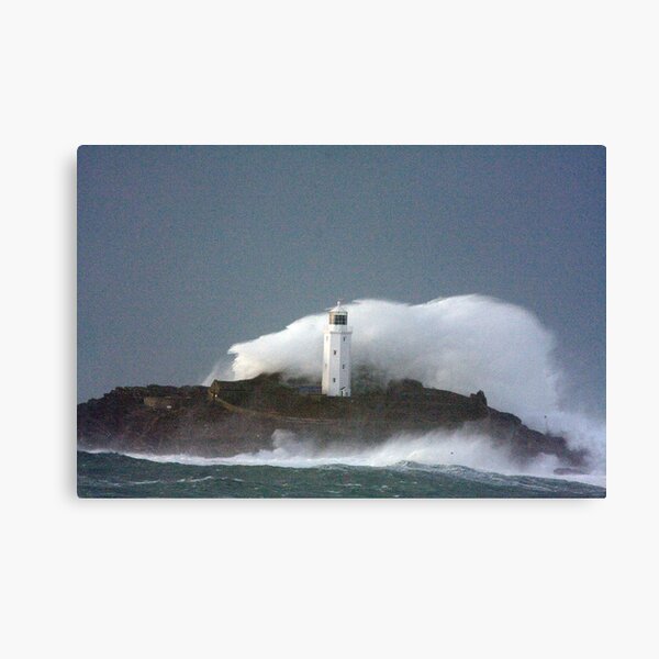 "Godrevy Lighthouse In The Storm, Cornwall" Canvas Print for Sale by