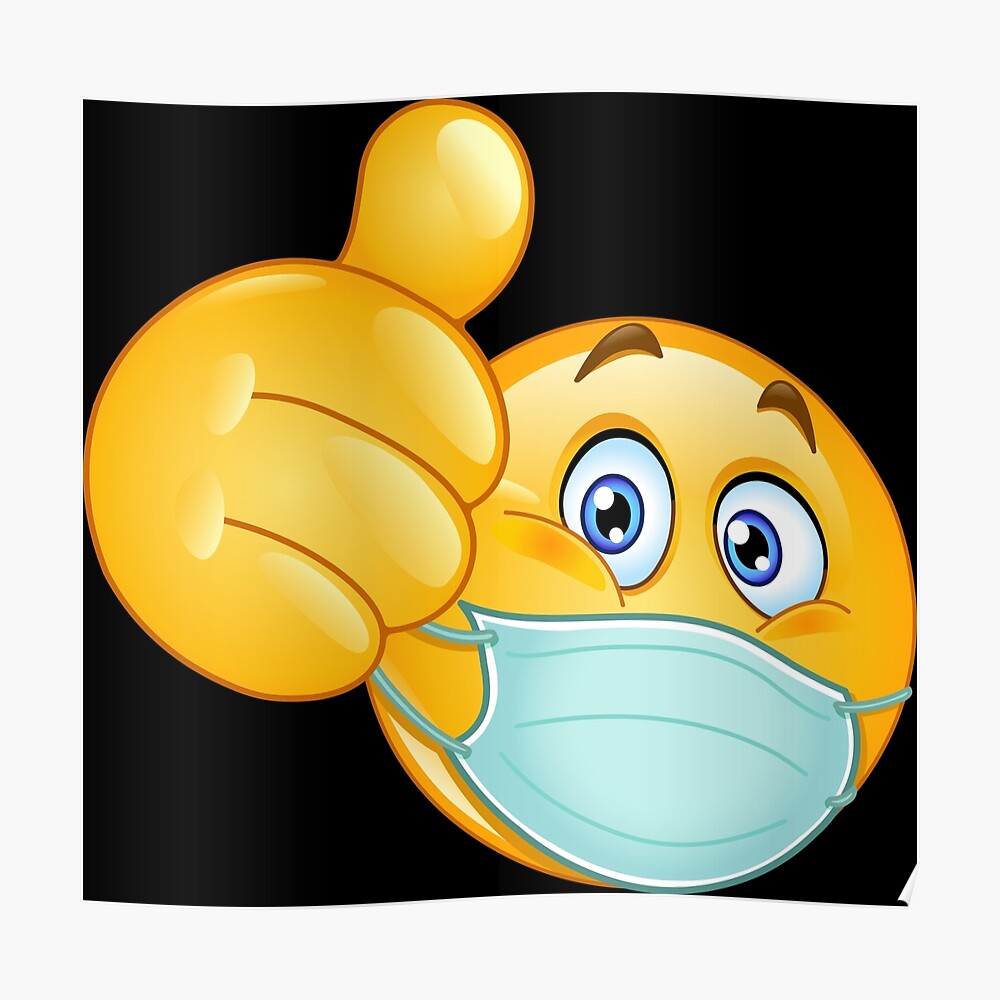 Thumb Up Emoticon With Medical Mask Mask By Yayayoy Redbubble