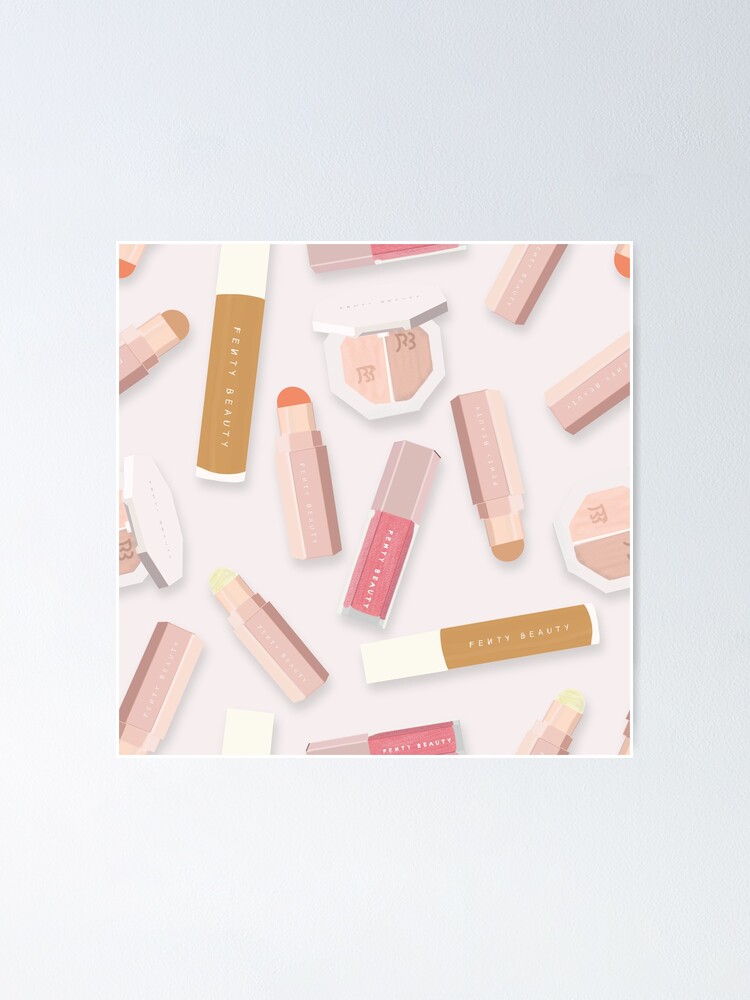 Fenty Beauty Products Illustration repeat pattern on warm grey