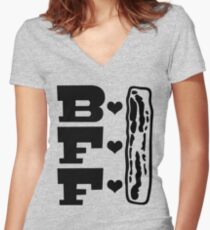 Best Friends Forever - Bacon is my BFF Women's Fitted V-Neck T-Shirt