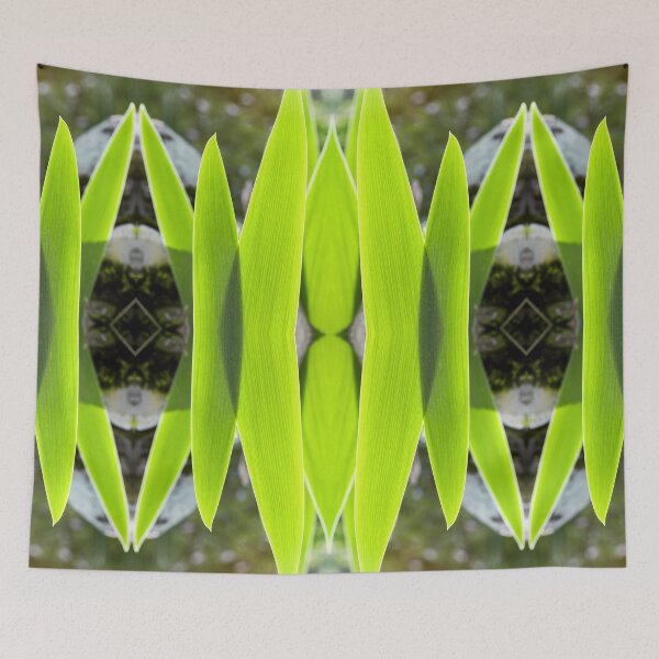 Item preview, Symmetrical kaleidoscope surreal and abstract shapes of green leaves designed and sold by Grégory DUBUS.