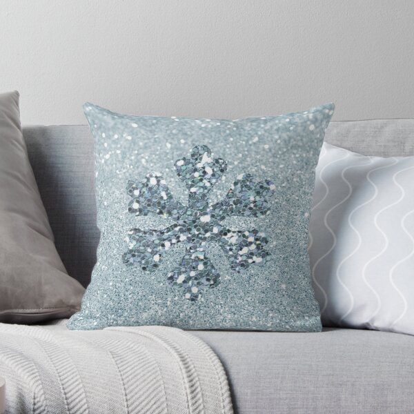 Shop Dancing Snowflakes 18 Navy Blue Decorative Throw Pillow Cover