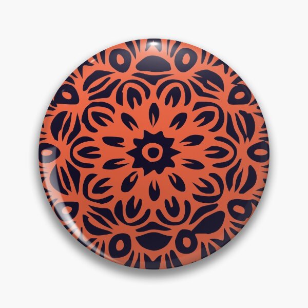 Item preview, Floral Burst, Dark Blue & Orange Mandala 1 designed and sold by Mia Harper Design.