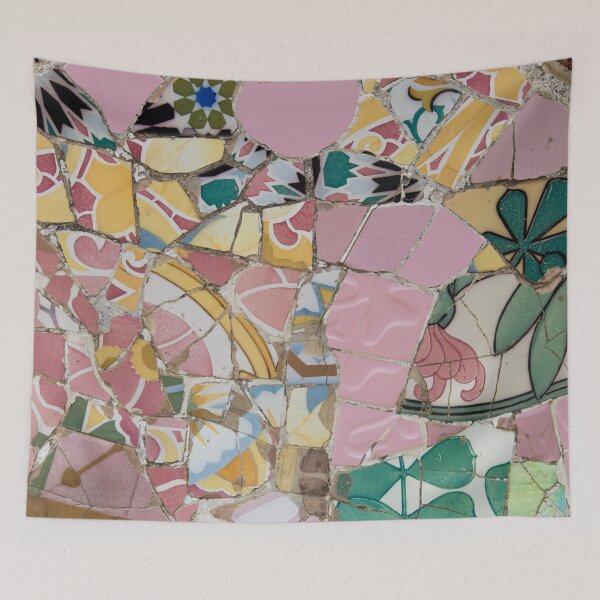 Item preview, Gaudi Tile Barcelona Architecture Building pink and green designed and sold by BlankaDesigns.