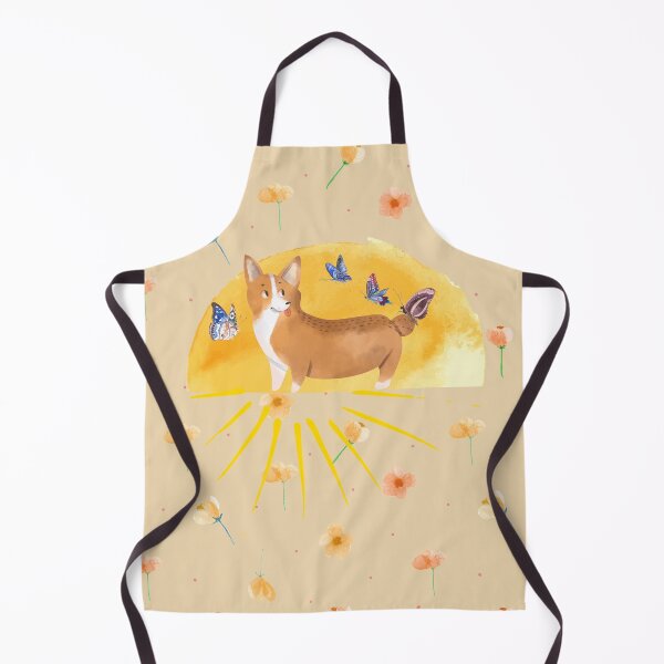 Welsh Corgi Watercolor Pattern Apron