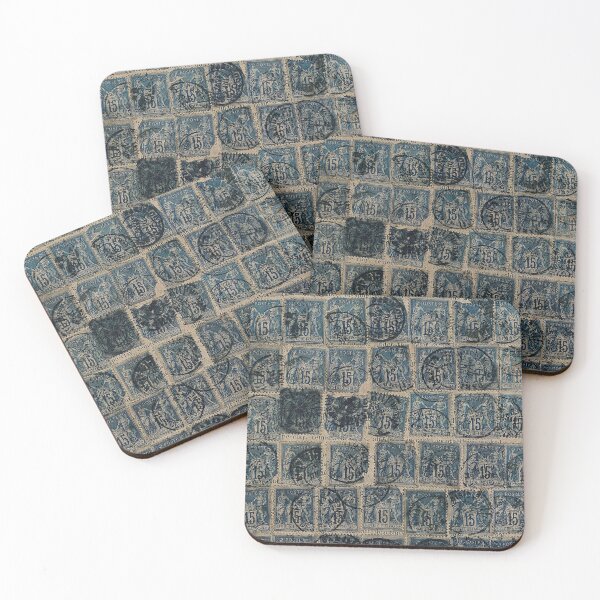 Item preview, Antique Blue French Stamps Artwork designed and sold by FuzzyHoney.