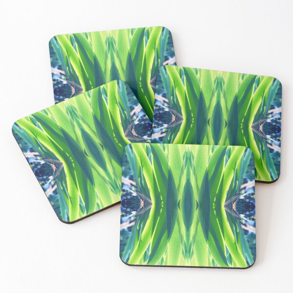 Item preview, Symmetrical kaleidoscope surreal and abstract shapes of green leaves designed and sold by Grégory DUBUS.