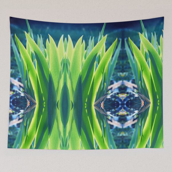 Item preview, Symmetrical kaleidoscope surreal and abstract shapes of green leaves designed and sold by Grégory DUBUS.