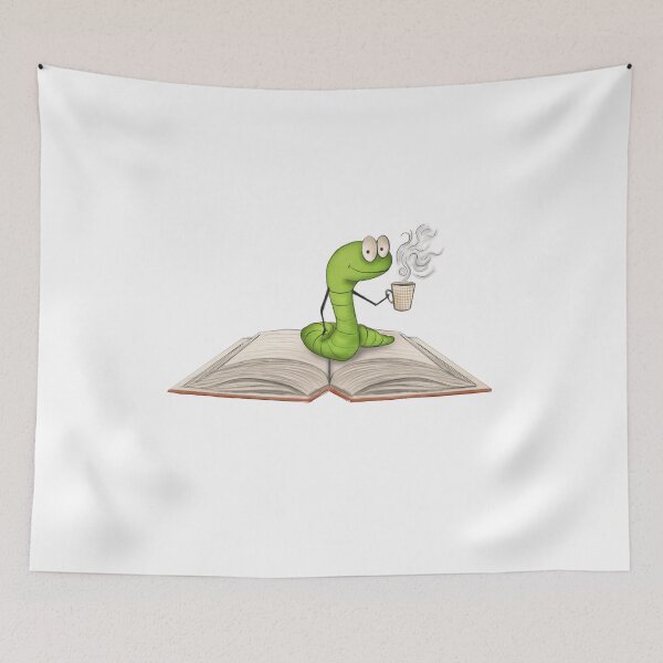 Item preview, Cute Coffee Loving Bookworm -“Cheers” designed and sold by DesignTreasure.
