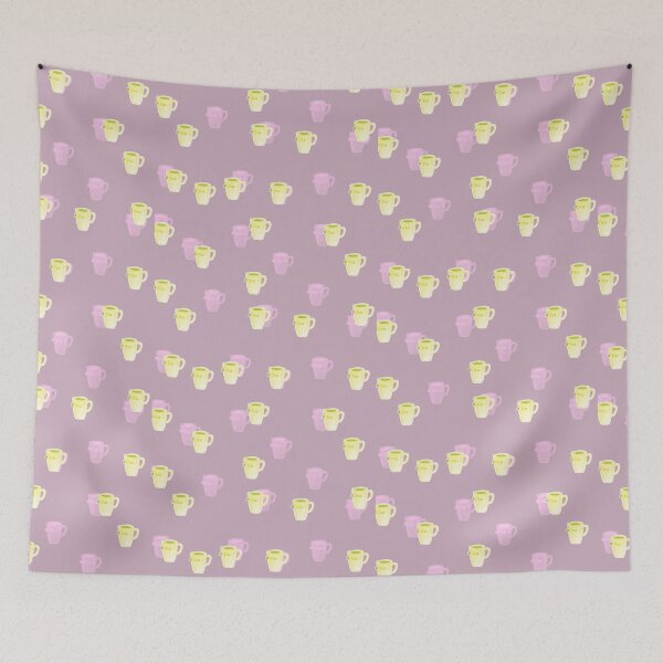 Item preview, Tea time Pattern (pink and yellow with shadow) designed and sold by ElmLenonn.