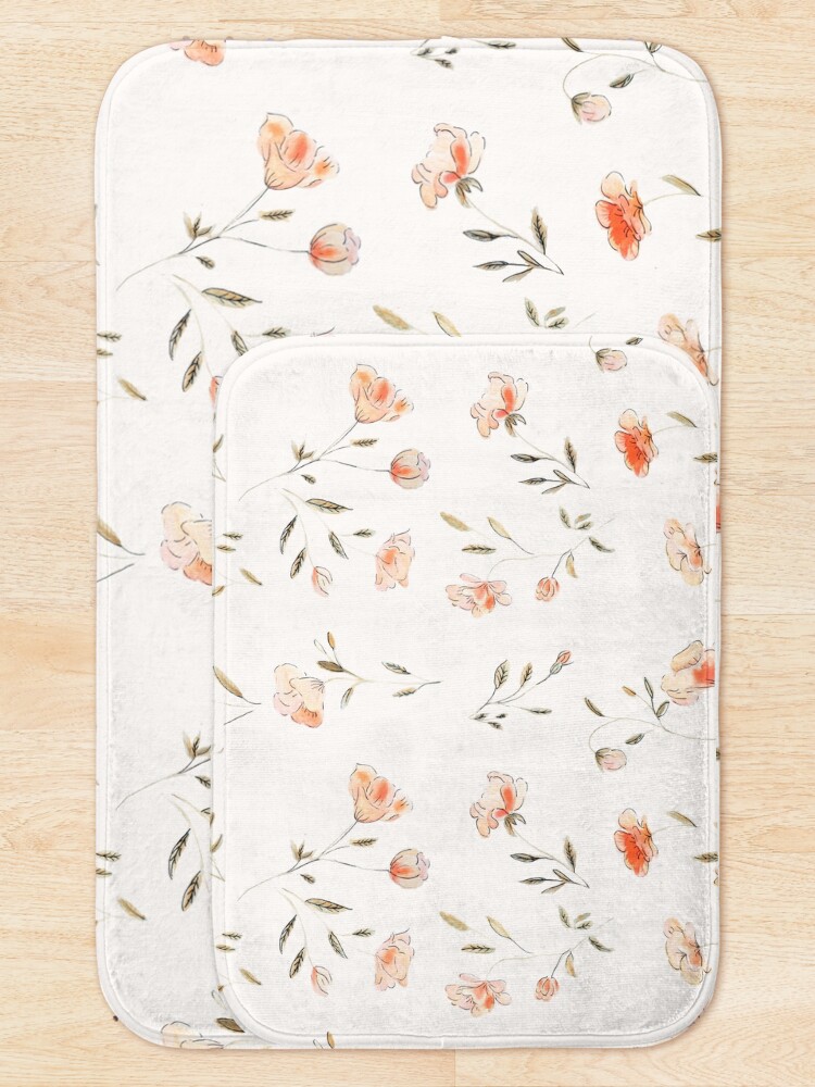 Alternate view of Watercolor Floral Pattern Bath Mat