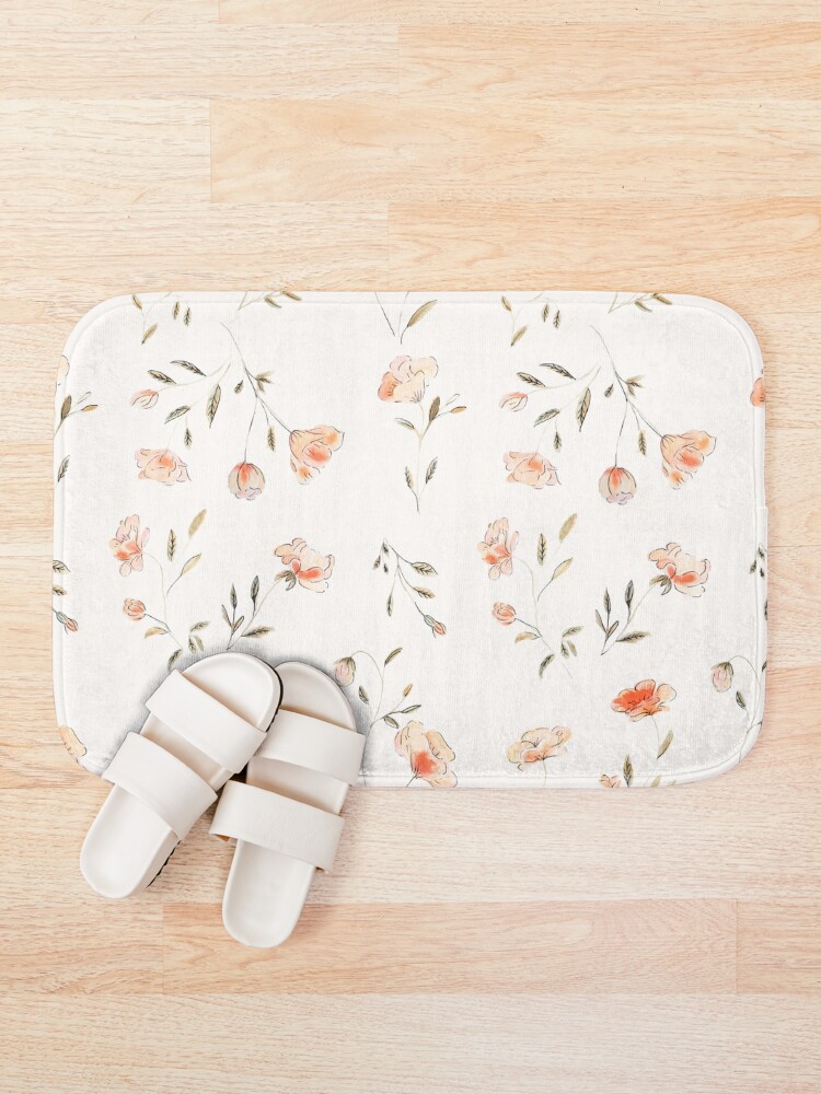 Alternate view of Watercolor Floral Pattern Bath Mat