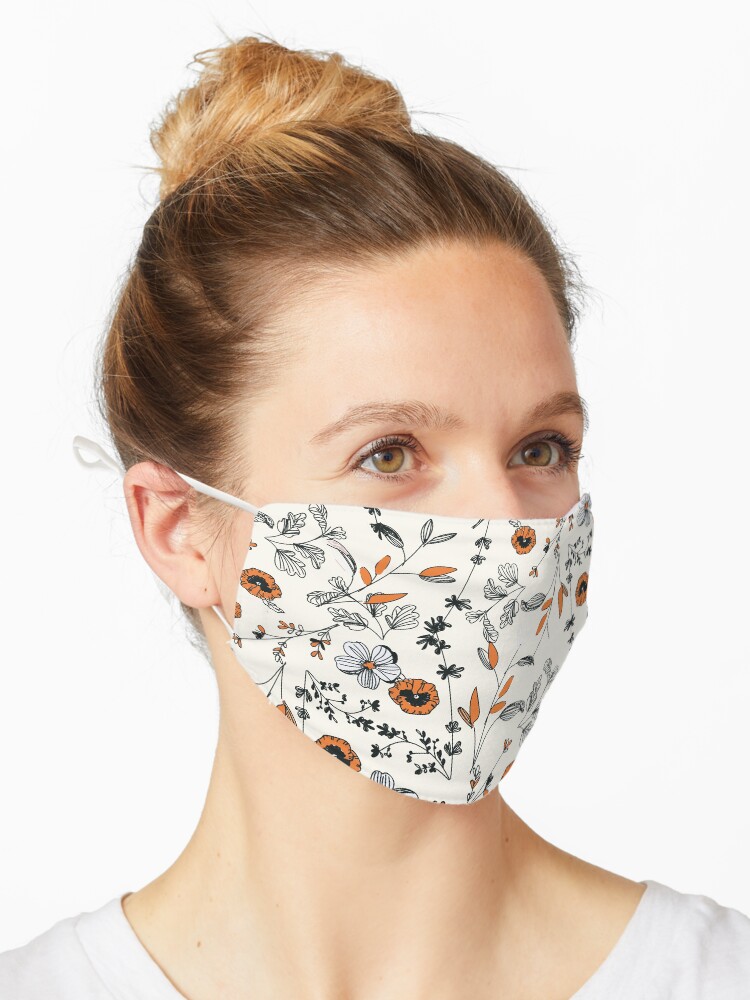 Thumbnail 1 of 5, Mask, Orange Flower Pattern designed and sold by Alja Horvat.