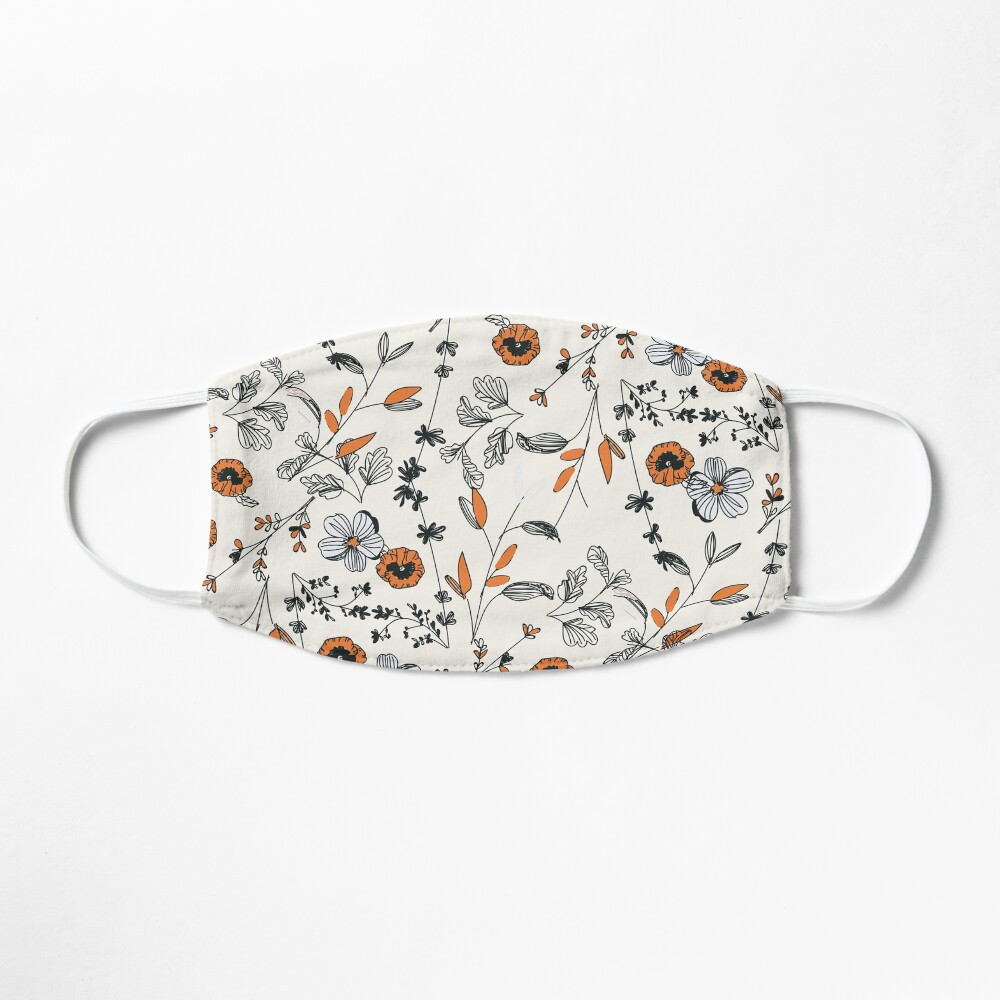 Orange Flower Pattern Mask