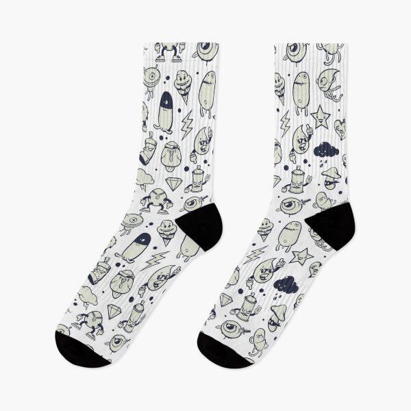 Item preview, Cute Doodle monster characters with white background pattern designed and sold by smARTwork.