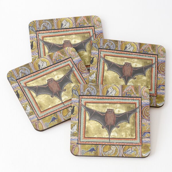 Item preview, MEDIEVAL BESTIARY,BAT, FANTASTIC ANIMALS IN GOLD RED BLUE COLORS designed and sold by BulganLumini.