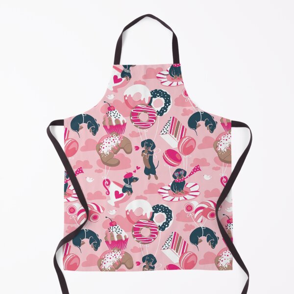 Item preview, Pastel café sweet love dream // pastel pink background fuchsia pink pastry details blue dachshund dog puppies designed and sold by SelmaCardoso.