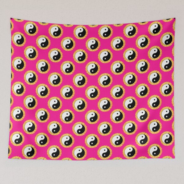 Item preview, Yin And Yang Repeating Pattern (With Fire Deep Pink background) designed and sold by Pendy777.