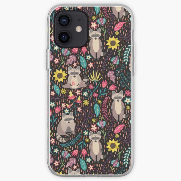 Raccoons bright pattern iPhone Soft Case