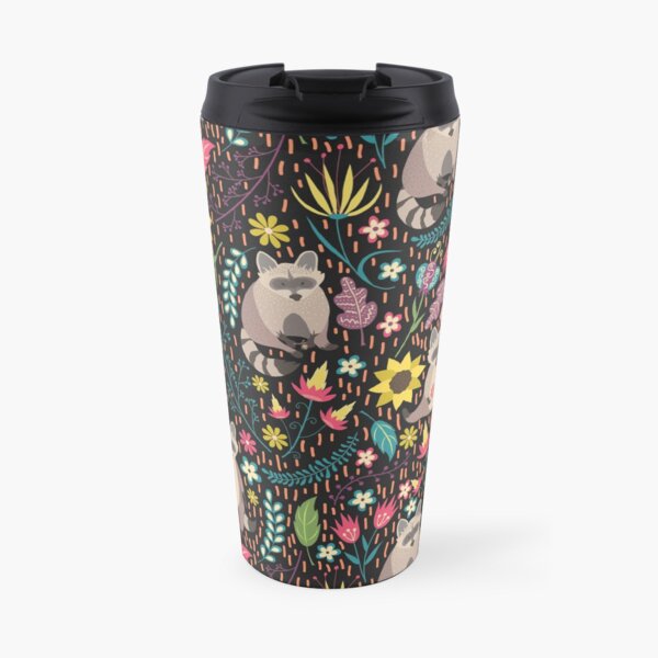 Raccoons bright pattern Travel Coffee Mug