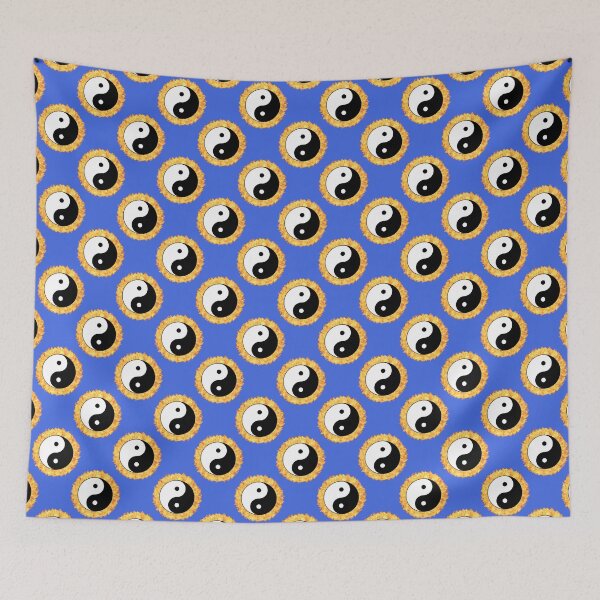 Item preview, Yin And Yang Repeating Pattern (With Fire Royal Blue background) designed and sold by Pendy777.