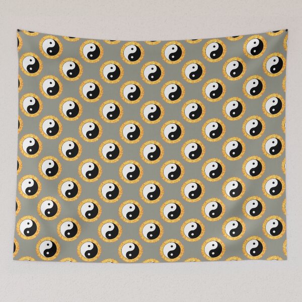 Item preview, Yin And Yang Repeating Pattern (With Fire Heather grey background) designed and sold by Pendy777.