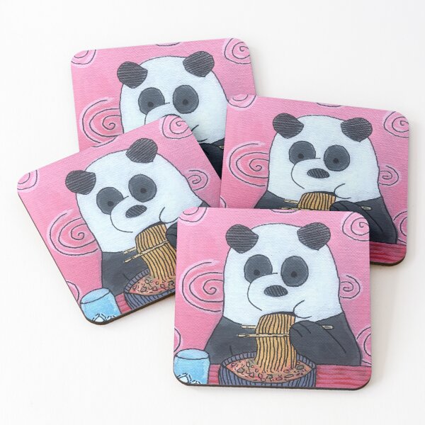 Item preview, Cute Panda Eating Ramen Pink Background Swirls designed and sold by artskye.