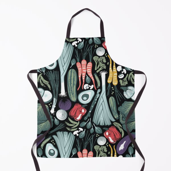 Item preview, Go veggie // black background sage green mint goldenrod yellow coral and purple beet vegetables designed and sold by SelmaCardoso.