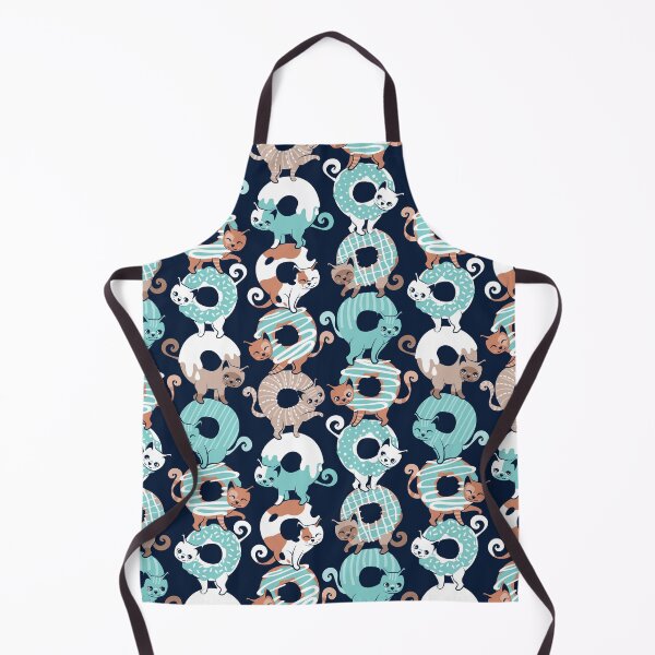 Item preview, Cats Donut Care // navy blue background mint and brown sweet kitties designed and sold by SelmaCardoso.