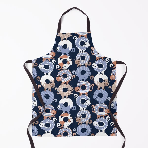 Item preview, Cats Donut Care // navy blue background indigo blue and brown sweet kitties designed and sold by SelmaCardoso.