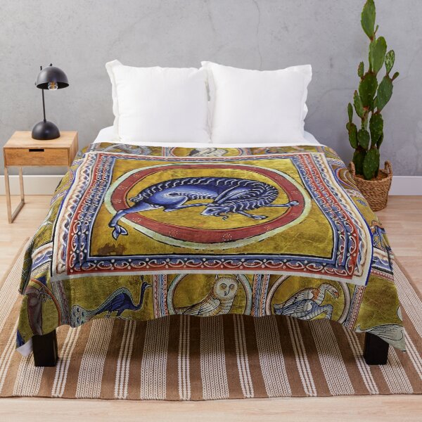 Item preview, MEDIEVAL BESTIARY,WILD GOAT, FANTASTIC ANIMALS IN GOLD RED BLUE COLORS designed and sold by BulganLumini.