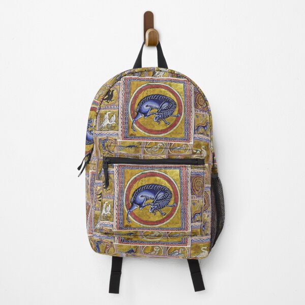 Item preview, MEDIEVAL BESTIARY,WILD GOAT, FANTASTIC ANIMALS IN GOLD RED BLUE COLORS designed and sold by BulganLumini.