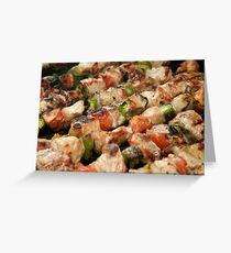 Pork and Vegetable Souvlaki on Grill Greeting Card