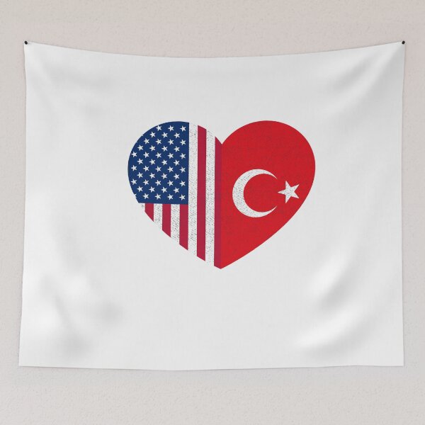 Item preview, Turkish American Pride Heart Turkey USA Flag Gift designed and sold by cssdru.