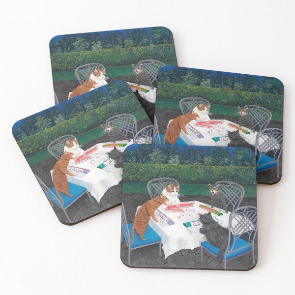 Item preview, Cats Playing Mahjong in the Garden designed and sold by KarenZuk.